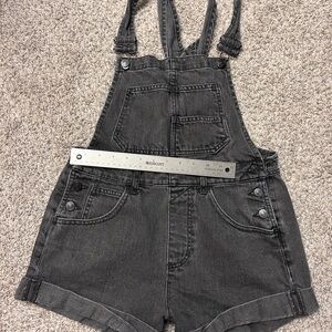We The Free Charcoal Denim Short Overalls